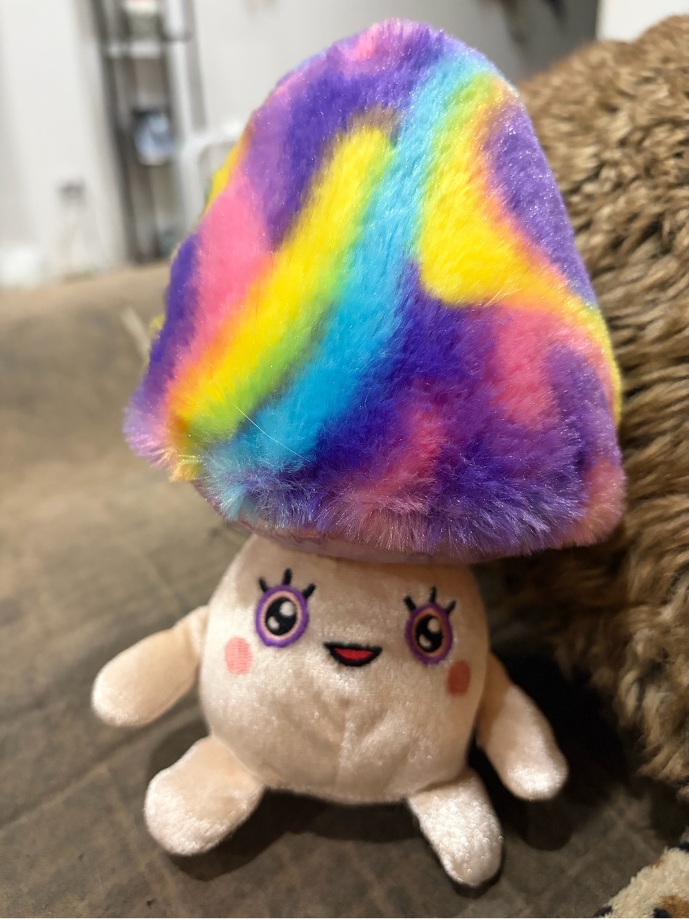 Plush Rainbow Mushroom Stuffed Toy - Multicolor